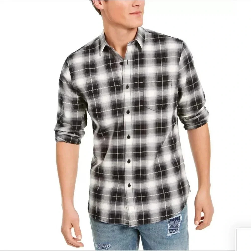Sun + Stone Plaid Long Sleeve Button Down Shirt Men's XL 8333/10 b